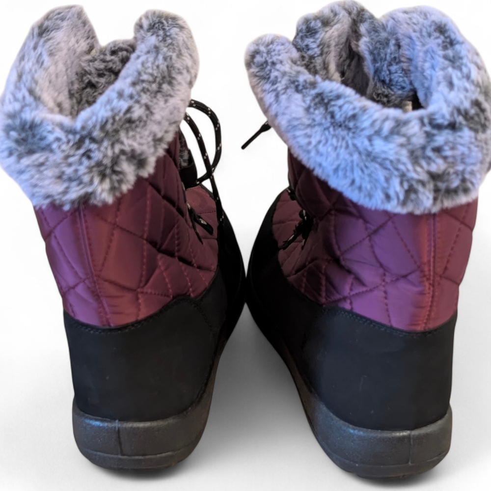 ​❄️ NEW Maroon Quilted Faux Fur Snow Boots Women's Size 42/10.5❄️ - Picture 2 of 7